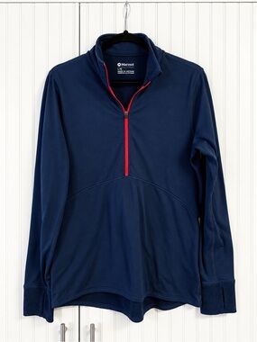 Marmot Men's Navy Half-Zip Pullover with Red Zip
